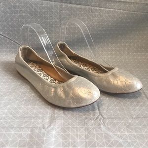 Hey Lady Smitten Quilted Leather Ballet Flat in Antique Silver 8.5